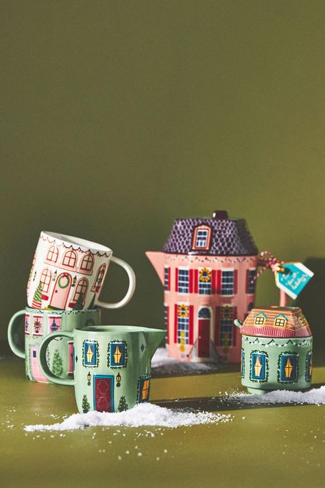 @amandadotcom (Amanda Dauphinee) - Anthropologie Holiday - Benable Christmas Chalet, Anthropologie Christmas, Kitschy Christmas, Anthropologie Holiday, Painted Teapot, Pottery Inspo, Ceramic Heart, Christmas Dishes, Christmas Inspo