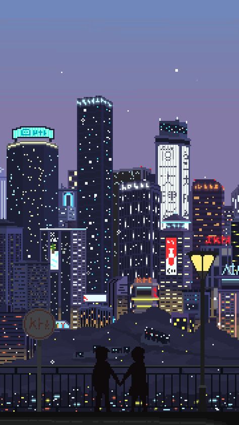 pixel chill - pixel art on Tumblr Pixel Chill, City Pixel Art, Pixel Art Wallpaper, Pixel Video, Dual Screen Wallpaper, Pixel City, Pixel Art Landscape, Arte Gif, 8 Bit Art