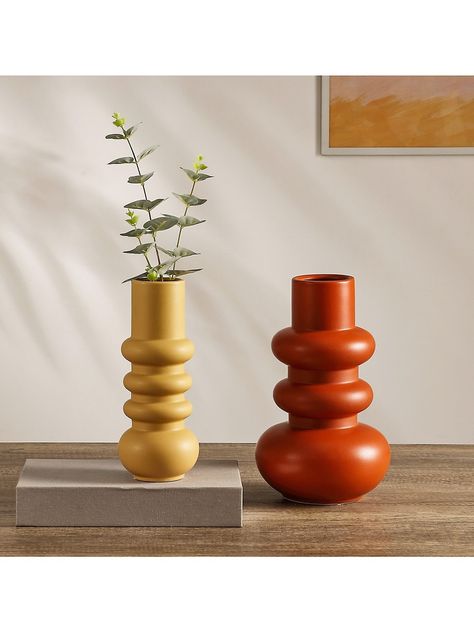 Shop Safavieh Theissa 2-Piece Ceramic Vase Set | Saks Fifth Avenue Orange Bubbles, Mid Century Vase, Mid Century Modern Ceramics, Mid Century Pottery, Table Vase, Jar Vase, Fresh Cut Flowers, Table Vases, Ceramic Vases