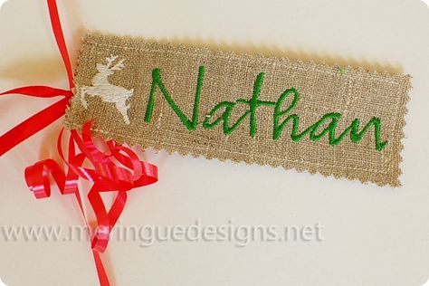 Embroidered Name Tags, Embroidered Gift Tags, Christmas Name Tags, Embroidery Tips, Christmas Is Over, Embroidered Gifts, Embroidery Monogram, Diy Tags, Embroidery Ideas