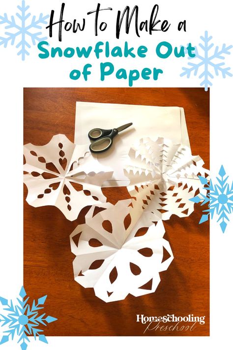 How to Make a Snowflake Out of Paper How Snowflakes Are Made, How To Cut A Snowflake Out Of Paper, How To Make A Paper Snowflake, Paper Snowflakes Diy Easy Kids, Easy Snowflake Cutouts, Snowflake Out Of Paper, Paper Snowflakes Easy, Snowflakes For Kids, Making Paper Snowflakes