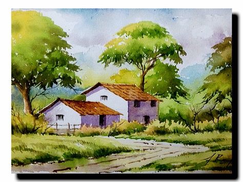 Previous one Watercolor Scenery, Watercolor Paintings Nature, Watercolor Art Landscape, Watercolor Art Paintings, Landscape Sketch, Watercolor Paintings For Beginners, Scenery Paintings, Landscape Art Painting, Watercolor Paintings Easy