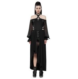 Gothic Steampunk Punk 2in1 halter offshoulder hollow-out chiffon sleeve detachable skirt jumpsuit Night Jumpsuit, Halterneck Jumpsuit, Unique Jumpsuits, Punk Skirt, Skirt Knit, Rave Style, Detachable Skirt, Halter Neck Jumpsuit, Performance Dresses