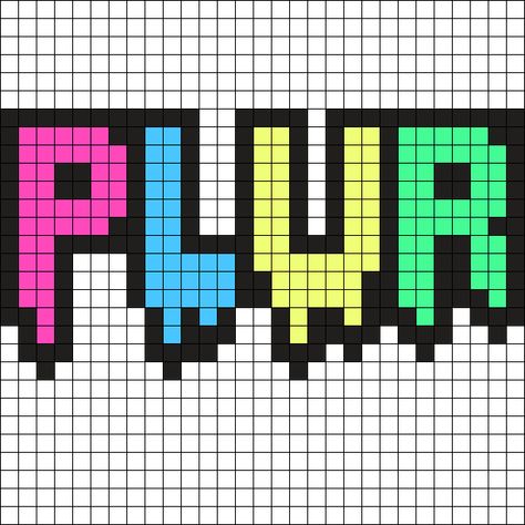 Plur Perler Pattern, Perler Bead Patterns Kandi, Rave Pixel Art, Perler Patterns Trippy, Rave Perler Pattern Small, Kandi Perler Ideas, Subtronics Perler Pattern, Edm Perler Bead Patterns, Plur Perler