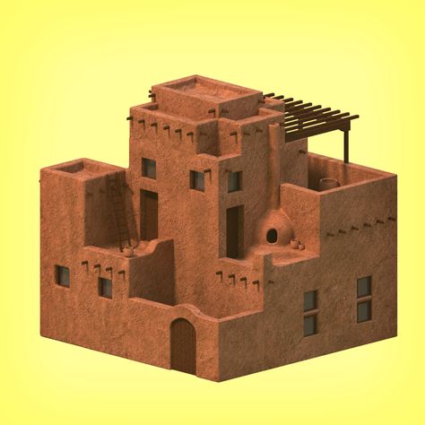 ArtStation - ASC: Pueblo Revival, Micah Wiersma Spanish Pueblo Revival, Pueblo Style Homes, Pueblo Architecture, Pueblo Style House, Pueblo House, Pueblo Revival, Desert Architecture, تصميم الطاولة, Unique Bedroom Design