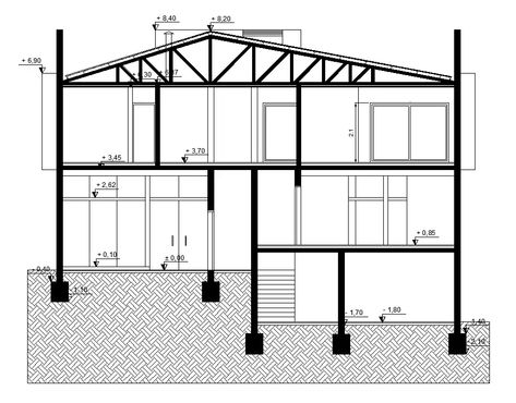 Building Section Architecture Drawings, Building Section Drawing, Building Section Architecture, Drawing Model, Louver Windows, Section Drawing, Affordable House Plans, Interior Architecture Drawing, Building Drawing