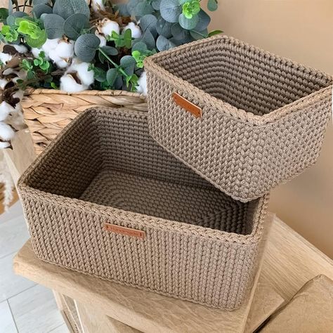 Crochet Storage Basket Pattern, Crochet Storage Basket, Square Basket, Crochet Basket Pattern Free, Crochet Storage Baskets, Handbags Patterns, Rectangular Baskets, Crochet Baskets, Crochet Storage