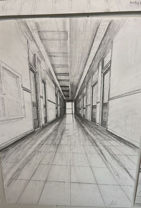 Selected by Jaiden and Drew as the best on the wall. Linear Perspective Art, Linear Perspective Drawing, Linear Perspective, 1 Point Perspective, One Point Perspective, Point Perspective, Perspective Art, Perspective Drawing, Easy Drawings