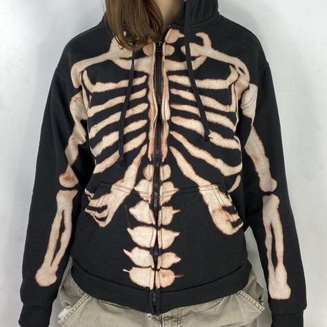 Oversized Hoodie Women, Gothic Hoodies, Harajuku Grunge, Estilo Emo, Estilo Dark, Short Coats, Skeleton Hoodie, Mode Emo, Grunge Clothes