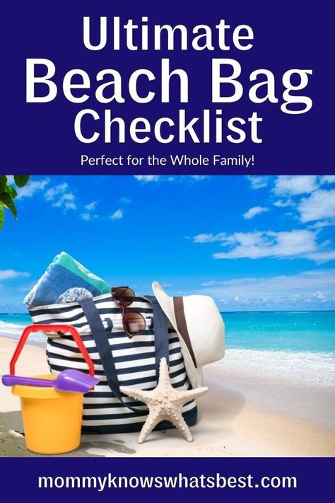 Get the ultimate beach bag checklist, with all the essentials and more that you'll need for your family (free printable included!). | beach bag essentials | must haves for the beach | beach vacation Beach Bag List, Beach Essentials List, Family Free Printable, Free Family Printables, Working Mom Schedule, Best Beach Bag, Beach Bag Essentials, Parenting Win, Bag Checklist