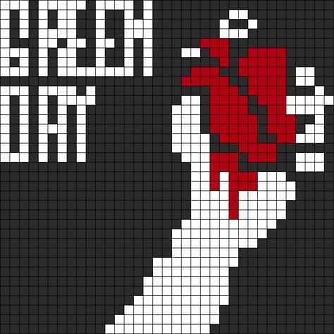 Green Day Perler Beads, Perler Bead Band Logos, Weezer Pixel Art, Mcr Perler Bead Patterns, Album Perler Beads, Album Cover Grid Pattern, Perler Album Cover, Corpse Bride Pixel Art, Album Cover Pixel Art Grid