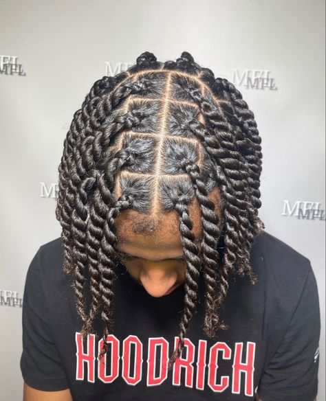 Mens Twist Braids, Men’s Hair Twist Styles, Men Twisted Hairstyles, Rope Two Strand Twist, Men Long Hairstyles Black Man, Loc 2 Strand Twist Styles Men, Single Twist Braids Men, Two Strand Braids Men, Twist With Beads Men