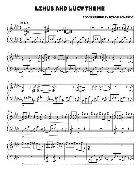 Download and print in PDF or MIDI free sheet music of linus and lucy - Vince Guaraldi for Linus And Lucy by Vince Guaraldi arranged by spermwhale6912 for Piano (Solo) Vince Guaraldi, Brown Theme, Music Things, Solo Music, Piano Songs, Music Class, I Love Lucy, Guitar Tabs, Piano Sheet