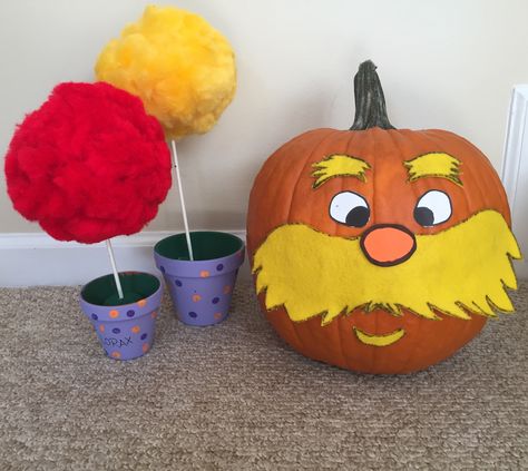 The Lorax, Non-carving pumpkin for our work contest! Lorax Pumpkin Painting, The Lorax Pumpkin, Character Pumpkins Storybook, Lorax Pumpkin, Pumpkin Competition, Storybook Pumpkin, Book Character Pumpkins, Story Book Pumpkin, Pumpkin Character