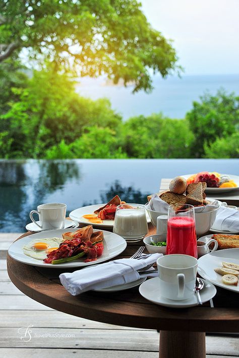 Breakfast in our Ocean Pool Pavilion. Amanoi, Vietnam Table With Food, Breakfast Around The World, Brunch Food, Vietnam Food, Hotel Breakfast, Breakfast At Tiffanys, Morning Breakfast, Perfect Breakfast, Breakfast In Bed