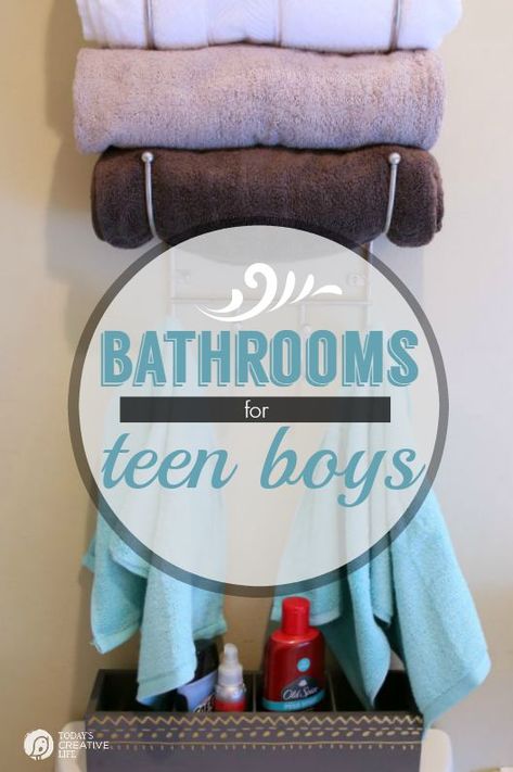 Boy Bathroom Ideas, Boys Shower Curtain, Designing A Bathroom, Boys Bathroom Decor, Boy Bathroom, Cool Bedrooms For Boys, Teen Bathrooms