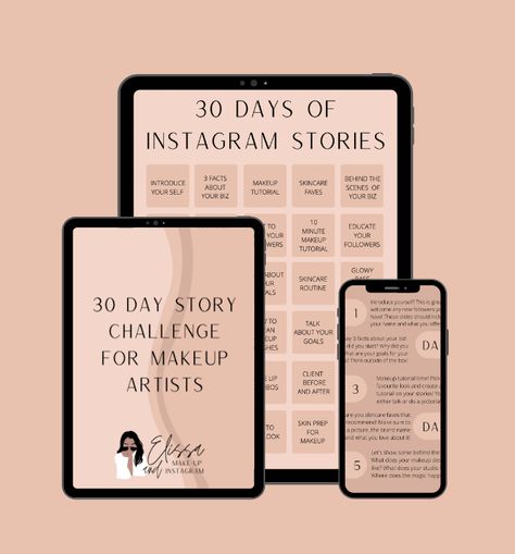 30 Days of Instagram Stories For Makeup Artists Content Calendar For Makeup Artist, Makeup Artist Content Calendar, Makeup Artist Content, Instagram Content Calendar, Story Content, Content Calendar, Makeup Challenges, Content Calendars, Day Makeup