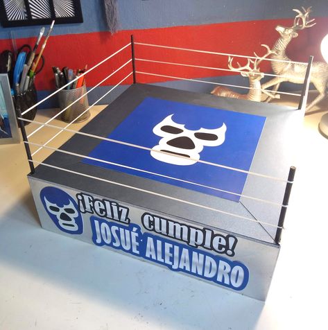 Ring de lucha libre para decoracón de fiesta temática Lucha Libre Party, Blue Demon, Box Diy, Diy Box, Bday Party, Birthday Party Invitations, Toy Chest, Party Invitations, Birthday Party