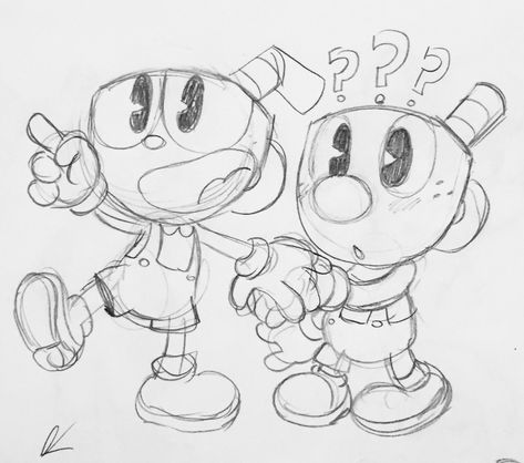 Easy Cartoon Characters, Cuphead And Mugman, Animation Drawing Sketches, Cuphead Game, Cup Head, Animation Art Sketches, Sketchbook Art Journal, Simple Cartoon, Animated Drawings