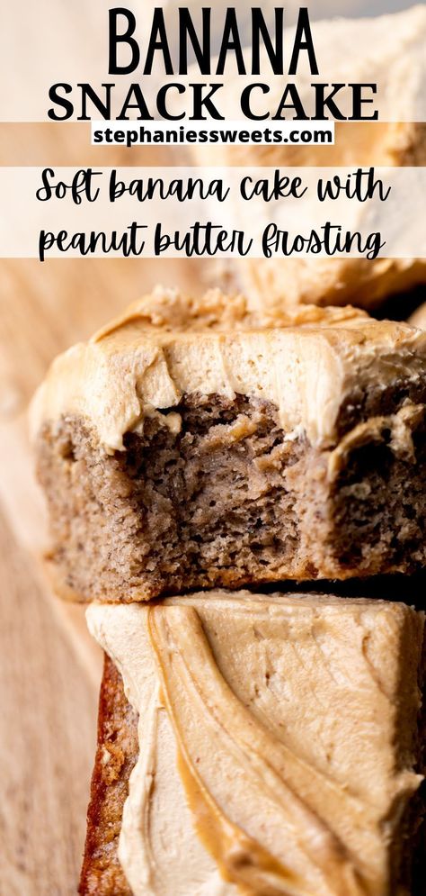 Healthy Banana And Peanut Butter Recipes, Banana And Chocolate Cake Recipe, Banana Bread With Peanut Butter Frosting, Banana Cake With Peanut Butter Icing, Peanut Butter Banana Dessert Recipes, Banana Cake Peanut Butter Frosting, Easy Recipes Using Bananas, Peanut Butter And Banana Cake, Spiced Banana Cake