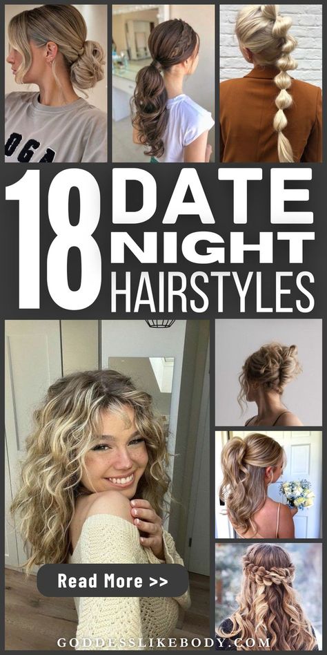 18 Fun and Flirty Hairstyles for Date Night Easy Fun Hairstyles, Hairstyles For Date Night, Hairstyles For Date, Flirty Hairstyles, Date Night Hairstyles, Cool Easy Hairstyles, Date Night Hair, Fun Hairstyles, Styling Tricks