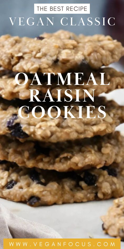 If you’re looking for a delicious and healthy dessert option that is also vegan-friendly, look no further than Vegan Classic Oatmeal Raisin Cookies. These cookies are made with wholesome ingredients like oats, raisins, and coconut oil and a delicious indulgence. With a soft and chewy texture and a hint of cinnamon, these cookies are perfect for satisfying your sweet tooth. Serve for dessert, a snack or school lunches. Best of all, they are easy to make and can be enjoyed by everyone!
#cookies Egg Free Cookies Recipes, Vegan Oatmeal Raisin Cookies, Dairy Free Cookie Recipe, Oatmeal Raisin Cookies Healthy, Aquafaba Recipes, Vegan Runner, Cookie Recipes Oatmeal Raisin, Healthy Oatmeal Cookies, Vegan Oatmeal