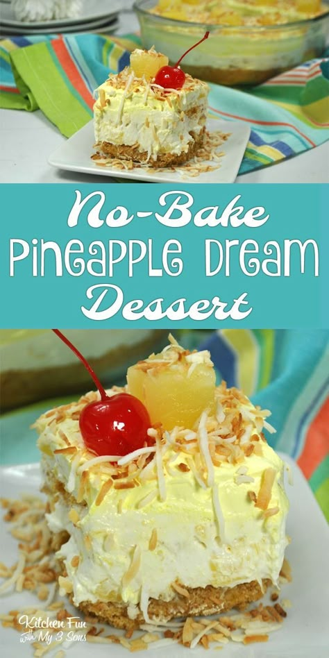 Pineapple Delight Dessert, Pineapple Dishes, Fluffy Desserts, Sweets Board, Recipes Pineapple, Pineapple Dream, Pineapple Dream Dessert, Pineapple Delight, Dream Dessert