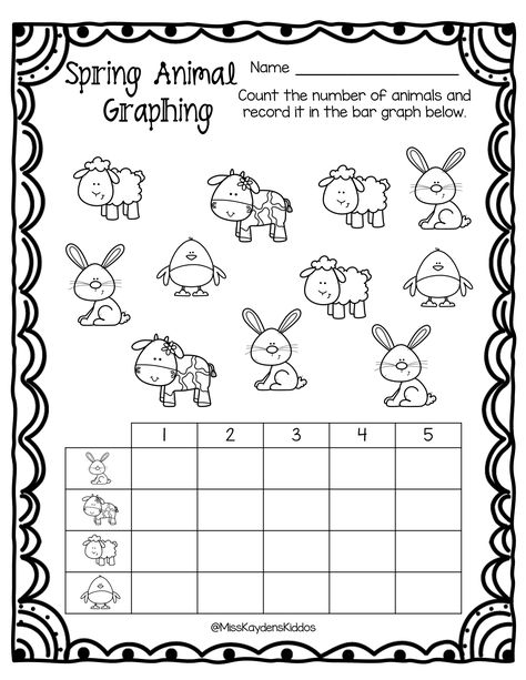 Spring Animal Bar Graphing Worksheets - Distance Learning Math Worksheets TPT Bar Graphs Activities, Picture Graph Worksheets, Remarks For Report Card, Small Group Math Activities, Family Crafts Preschool, Preschool Jobs, Easter Math Worksheets, Bar Graph Template, Free Printable Alphabet Worksheets