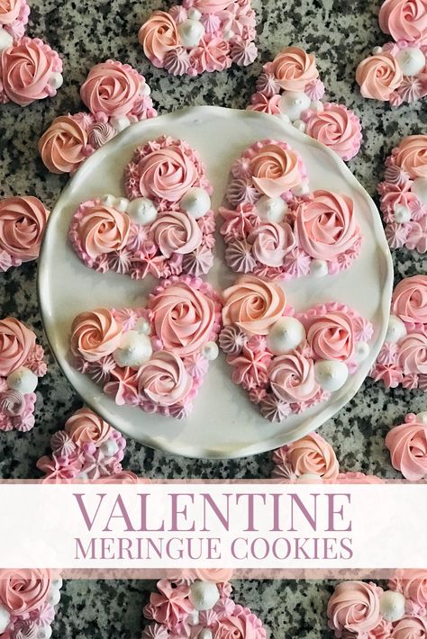 Desserts With Meringue Topping, Meringue Cookie Pops, Heart Meringue Cookies, Valentines Meringue Pops, Valentines Meringues, Meringue Pops Recipes, Wedding Meringues, Meringue Shapes, Heart Meringue