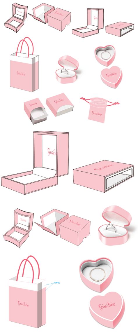 Jewelry packaging set design created by Sinicline designers. Contact at info@sinicline.net if you want custom packaging design for your products.  #jewelry #packaging Outer Box Packaging Design, Gifting Packaging, Jewelry Packaging Design, Packaging System, Sketch Box, Outer Design, Jewerly Boxes, Necklace Packaging, Industrial Design Sketch