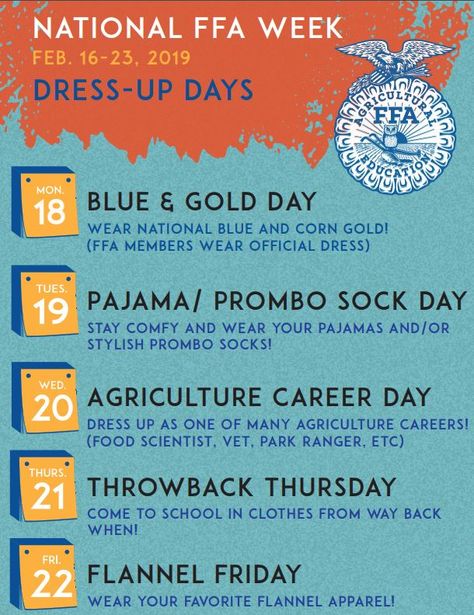 Ffa Week Teacher Appreciation Gifts, National Ffa Week Dress Up Days, Ffa Dress Up Days, Ffa Week Dress Up Days, Ffa Week Ideas Activities, Ffa Event Ideas, Ffa Week Ideas, Ag Teacher Classroom Ideas, Ffa Fundraiser