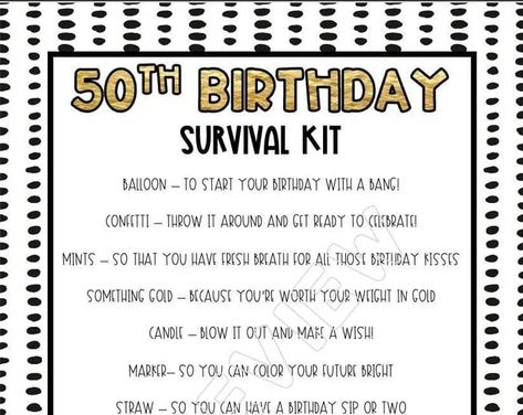 30th Birthday Survival Kit, 21st Birthday Survival Kit, Birthday Survival Kit, Survival Kit Gifts, Birthday Kiss, Personalized Easter Gifts, Family Reunion Games, Survival Kits, Balloon Gift