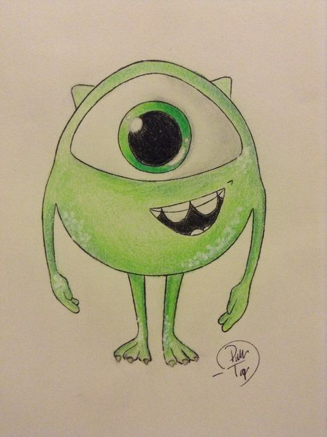 رسم كاريكاتير, Disney Character Drawings, Organizator Grafic, Easy Disney Drawings, Disney Drawings Sketches, Easy Love Drawings, Cute Disney Drawings, Mike Wazowski, Disney Art Drawings