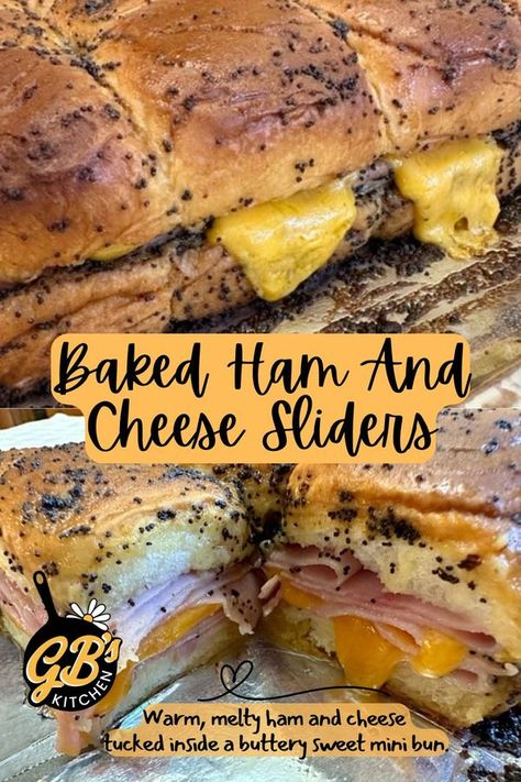 Ham And Cheddar Sliders, Roast Beef Deli Meat, Baked Ham And Cheese Sliders, Savory Butter, Ham Cheese Sliders, Ham And Cheese Sliders, Mini Bun, Slider Sandwiches, Cheese Sliders