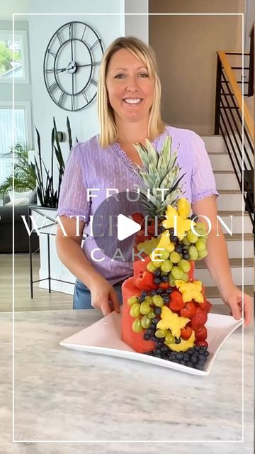 Shannon | TheShannyKate on Instagram: "Watermelon Fruit Cake Tutorial. Level up your fruitcake this Holiday with this simple watermelon cake! This “cake” was so fun to make and honestly easy. It made a perfect, fun and healthy, party dish. Comment 'SHOP' for the links to be sent to your DM or click the link in my bio. #liketkit #LTKHoliday #LTKHome #DIY #fyp #holidaydesserts #holidaystyle #christmasstyle #howto #tipsandtricks #watermeloncake #fruitcakes #fruitcake #instagramreels #reels #fypage #christmasbreakfast #recipevideo #foodblogger #foodie Christmas Dessert Holiday Dessert Christmas Feuitcake Holiday Fruitcake Christmas Morning Healthy Eats Christmas DIY Holiday Dessert Watermelon" Watermelon Fruit Cake, Fruit Basket Watermelon, Dessert Holiday, Fruit Cake Design, Melon Cake, Dessert Christmas, Holiday Desserts Christmas, Fresh Fruit Cake, Fruit Platter Designs