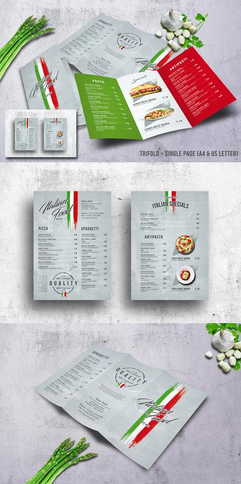 Italian Food Menu Template PSD - A4 & US Letter Italian Menu Design, Italian Food Menu, Restaurant Menu Card, Menu Design Layout, Menu Design Inspiration, Germany Food, Menu Card Design, Italian Menu, Geography Activities