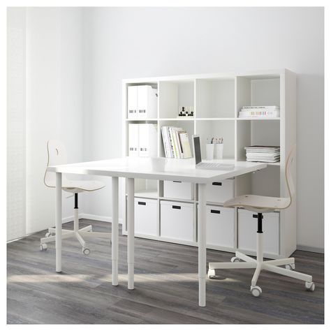 KALLAX Workstation - white - IKEA Kallax Workstation, Ikea Kallax Desk, Kallax Desk, Kallax Shelf Unit, Kallax Shelving Unit, Kallax Hack, Ikea Craft Room, Kallax Shelf, Ikea Desk