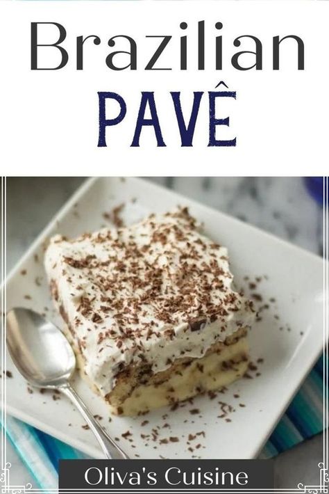 If you're looking for authentic Brazilian recipes, and specifically authentic Brazilian dessert recipes, you have to try this classic Brazilian Pavê recipe (chocolate trifle). This dessert resembles tiramisu, but is so much better. Made with lady fingers, and layers with sweetened condensed milk, it's the ultimate dessert recipe. If you're looking for refreshing and decadent desserts, you have to try this easy recipe for chocolate Pavê. Brazilian Pave Recipe, Brazilian Recipes Dessert, Lady Fingers Dessert, Brazilian Dessert, Brazilian Chocolate, Finger Desserts, Brazilian Desserts, Brazilian Dishes, International Desserts