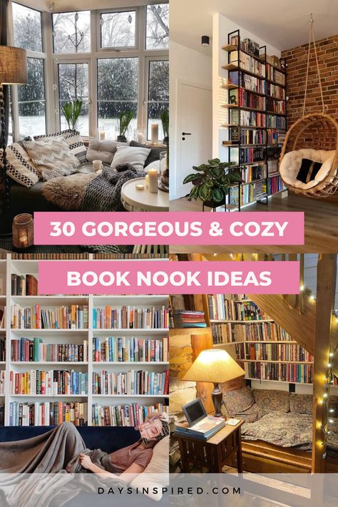 Cute Reading Room Ideas, Reading Nook In Loft Area, Loveseat Reading Nook, Book Reading Room Ideas, Book Nook For Adults, Reading Nook By Fireplace, Book Nook Design, Bible Reading Nook, Home Book Nook