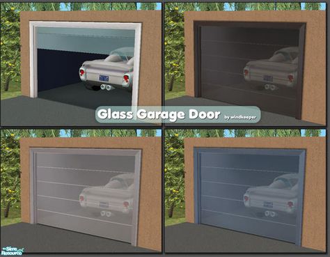 Sims4 Cc Garage Door, Sims Garage, Sims 4 Garage Door Cc, Sims 4 Garage, Patio Gates, Sims2 Cc, Contemporary Garage Doors, Glass Garage, Sims Furniture