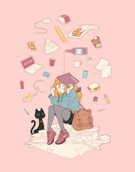 Student Life by Xephia https://www.facebook.com/xephia Student Life Illustration, Life Illustration, Kawaii Art, Student Life, Art Watercolor, الرسومات اللطيفة, Cute Illustration, Cute Cartoon Wallpapers, Pretty Art