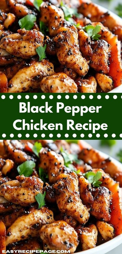 Looking for a flavorful twist on your weeknight meals? This Black Pepper Chicken recipe delivers a perfect balance of spice and savory goodness. It's an easy dinner idea that the whole family will love. Black Peppered Chicken, Date Night Dinner Recipes Chicken, Black Pepper Chicken Crockpot, Hearty Chicken Recipes, Chicken Peppers Recipe, Diced Chicken Recipes Easy, Chicken And Pepper Recipes, Chicken And Peppers Recipe, Fancy Chicken Recipes