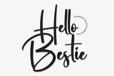 Hello Bestie Font Download is available free from FontGet. Hello Bestie is a Free Font for personal use created by andikastudio. Hello Bestie is a Script type font that can be used on any device such as PC, Mac, Linux, iOS and Android. This font has 1 styles available ( Hello Bestie ). Hello Bestie, Hi Bestie, Graffiti Generator, Tattoo Fonts Generator, Glitch Text, Type Font, Cursive Handwriting, Tattoo Font, Halloween Fonts