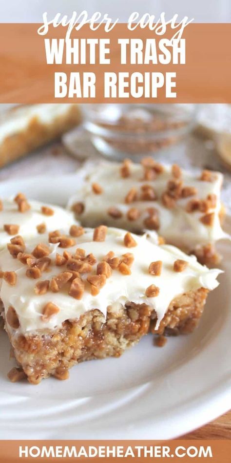 Skor Bars, Cake Bars Recipe, Toffee Recipe, Square Recipes, Dessert Bar Recipe, Bar Recipe, White Trash, Trending Recipes, Easy Delicious Recipes