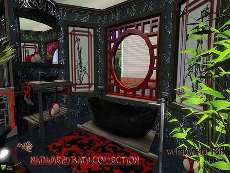 https://www.thesimsresource.com/downloads/details/category/sims3-sets-objects-bathroom/title/nadameru-bath-collection-tsraa/id/1163231/ Sims 4 Goth Bathroom, The Sims 4 Cc Goth Furniture, Sims 4 Cc Furniture Bathroom, Bathroom Title, Goth Curtains, Sims Vampire, Goth Bathroom, Sims 4 Cc Goth, Gothic Bathroom