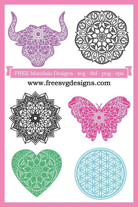 Boho Cricut, Free Svg Images, Cricut Mandala, Svg Patterns, Mandala Heart, Decoupage Jars, Cricut Svg Files Free, Idee Cricut, Free Svgs