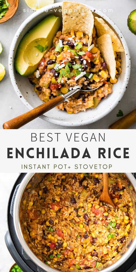 Enchilada Rice, Rice Instant Pot, Crunchwrap Supreme, Vegan Enchiladas, Instant Pot Recipes Vegetarian, Vegan Instant Pot Recipes, Vegetarian Instant Pot, Recipes Beef, Tasty Vegetarian Recipes