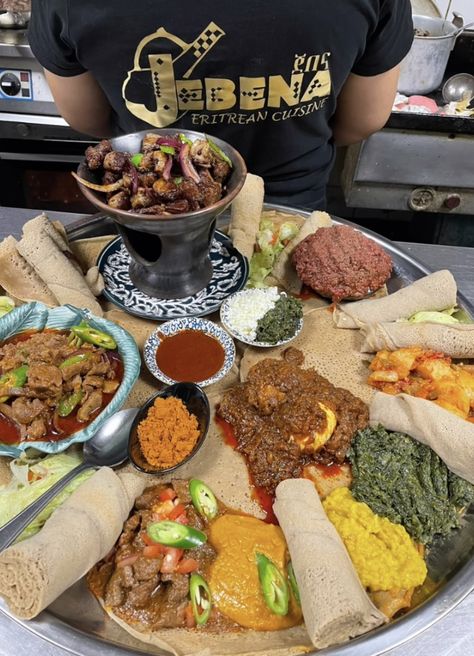 Eritrean food, Injera #eritrea #eritreanfood #eritreanrestaurant #culture 🇪🇷🇪🇷🇪🇷 Tibs Ethiopian Food, Eritrea Culture, Ethiopian Food Injera, Somalian Food, Eritrean Food, Eritrean Culture, Africa History, Circle Borders, Ethiopian Food