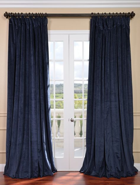 Signature Midnight Blue Velvet Blackout Curtains Velvet Drapes Bedroom, Wide Window Curtains, Drapes Bedroom, Extra Wide Curtains, Printed Cotton Curtain, Embroidered Curtains, Navy Curtains, Half Price Drapes, Wide Curtains