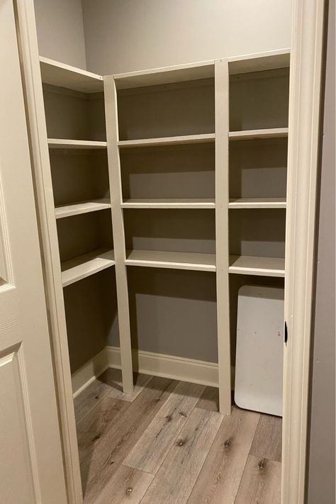 CLICK ON LINK TO SEE HOW WE DID THIS: Do you want or have a #basement #storage #closet #organization #organizinghacks #storagesolutions #closetsolutions #holidaystorage #christmasstorage #craftstorage #cleaningsuppliesstorage #overstock #spacesavers Basement Storage Closet, Basement Organization Ideas, Basement Storage Ideas, Narrow Pantry, Basement Closet, Basement Organization, Cleaning Supply Storage, Closet Storage Bins, Shelving Brackets